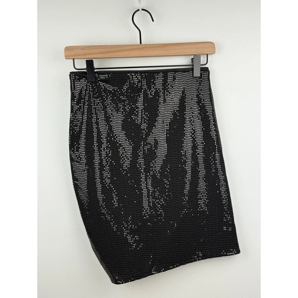 H&M Black Sequin Mini Skirt NWT Ruched Party Cocktail Night Out‎ Small S